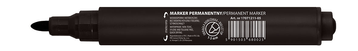 Marker permanentny OFFICE PRODUCTS, okrągły, 1-3mm (linia), czarny