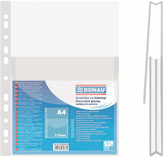 Koszulki na katalogi DONAU, PP, A4, krystal, 170mikr.