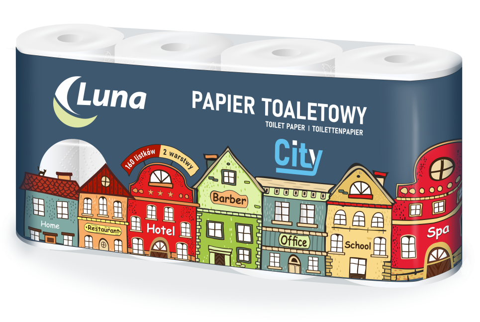 Papier toaletowy A'8x8 Luna City celuloza 2 warstwy