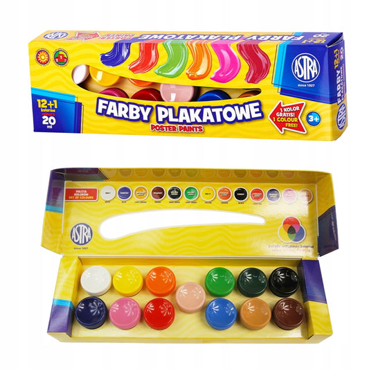 FARBY PLAKATOWE ASTRA SZKOLNE 12 + 1 KOLORÓW 20ml