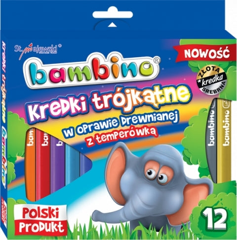BAMBINO KREDKI TRÓJKĄTNE W OPR. DREWNIAN IANEJ 12 kol.+TEMP.