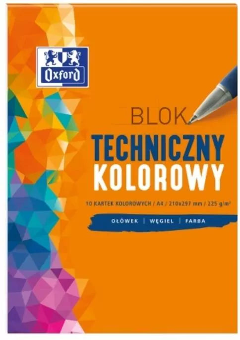 OXFORD BLOK TECHNICZNY A4 10K 225G KOLOR OXFORD