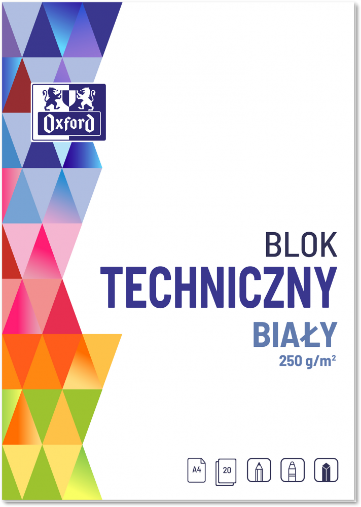 OXFORD BLOK TECHNICZNY A4 10K 250G BIAŁY  OXFORD