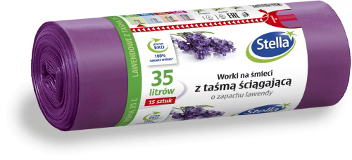 Worki na śmieci Stella, na odpady zmieszane, ekologiczne, 35l, 15 sztuk, lawendowe, fioletowy
