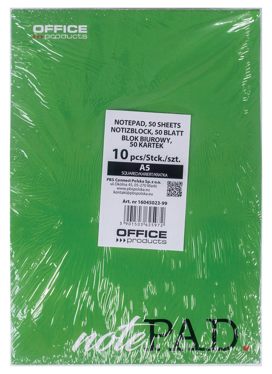 Blok biurowy OFFICE PRODUCTS, A5, w kratkę, 50 kart., 60gsm