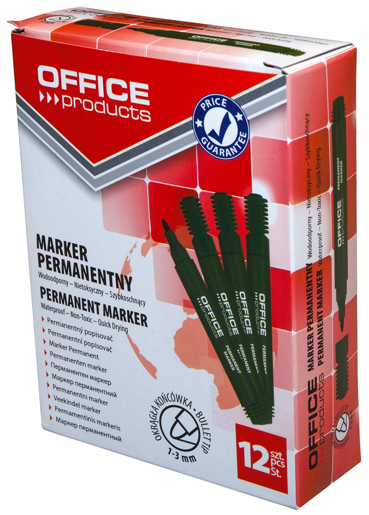 Marker permanentny OFFICE PRODUCTS, okrągły, 1-3mm (linia), zielony