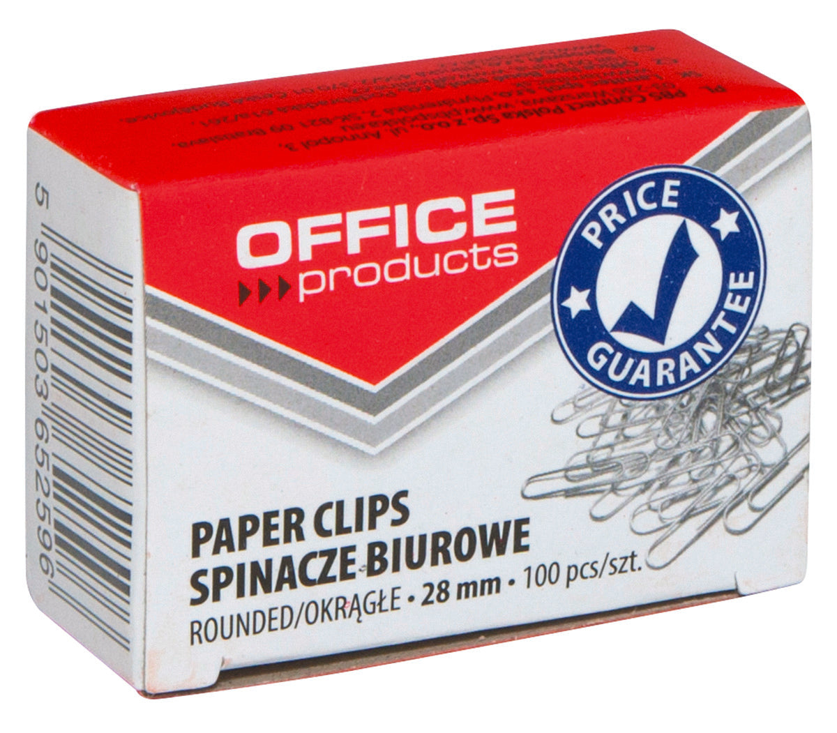 Spinacze okrągłe OFFICE PRODUCTS, 28mm, 100szt., srebrne