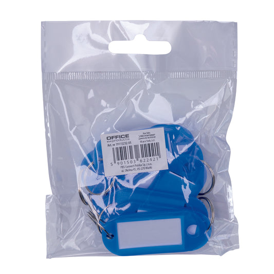 Zawieszki na klucze OFFICE PRODUCTS, 50x20mm, 10szt., niebieskie