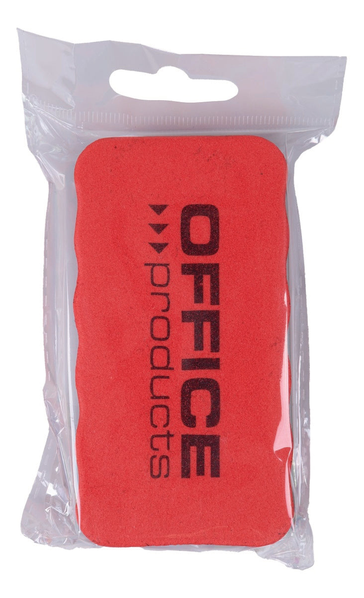 Gąbka magnetyczna OFFICE PRODUCTS, do tablic suchościeralnych, 110x57x20mm, z zawieszką, czerwona