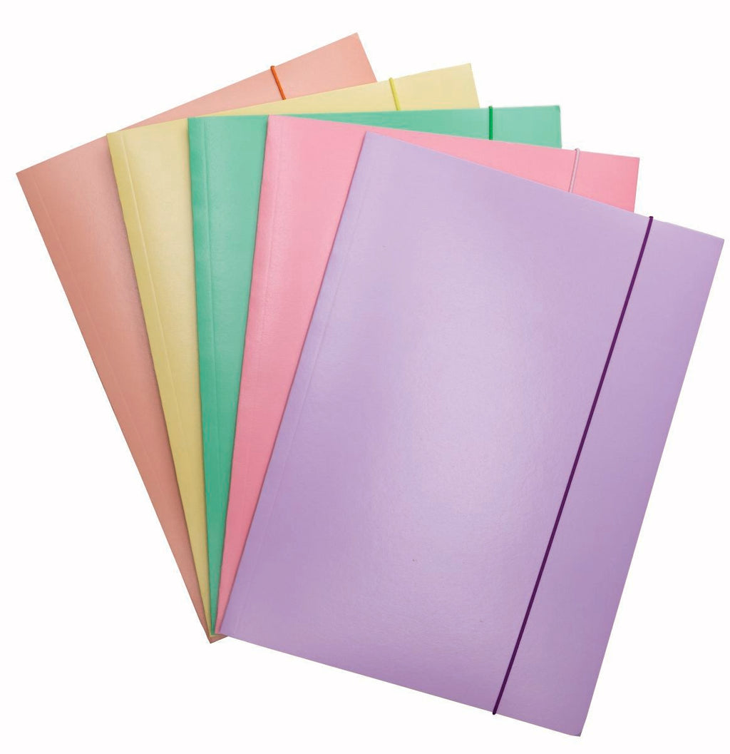 Teczka z gumką OFFICE PRODUCTS Pastel, karton/lakier, A4, 300gsm, 3-skrz., mix kolorów