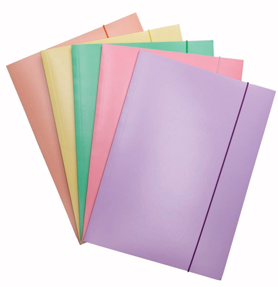 Teczka z gumką OFFICE PRODUCTS Pastel, karton/lakier, A4, 300gsm, 3-skrz., mix kolorów