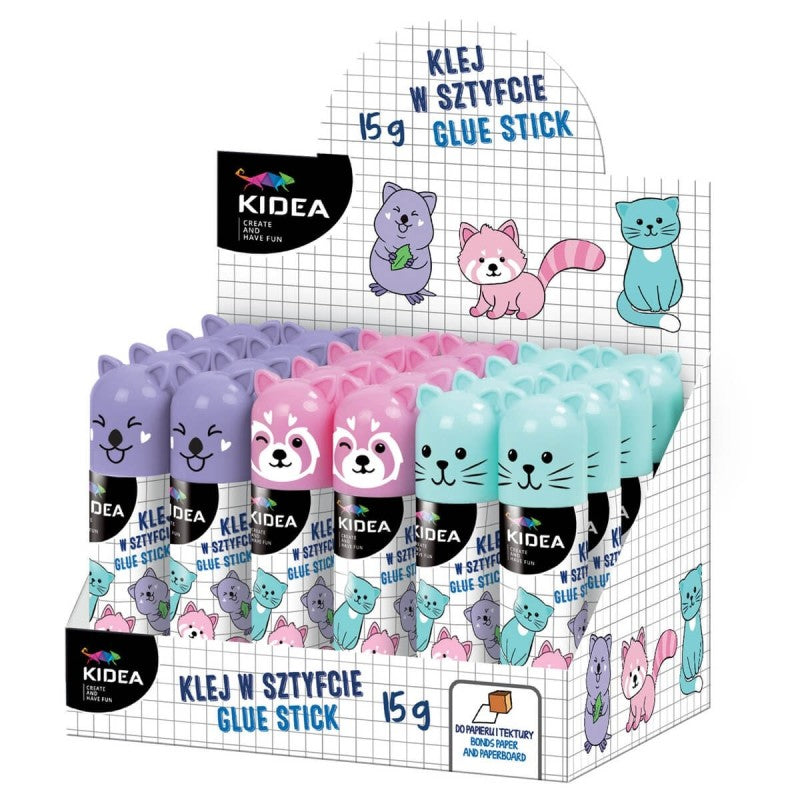 klej szkolny w sztyfcie 15g - zwierzątka KIDEA