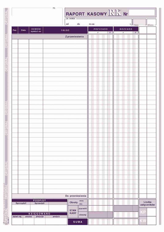 RAPORT KASOWY A4 RK 410-1 M&P 80K/S