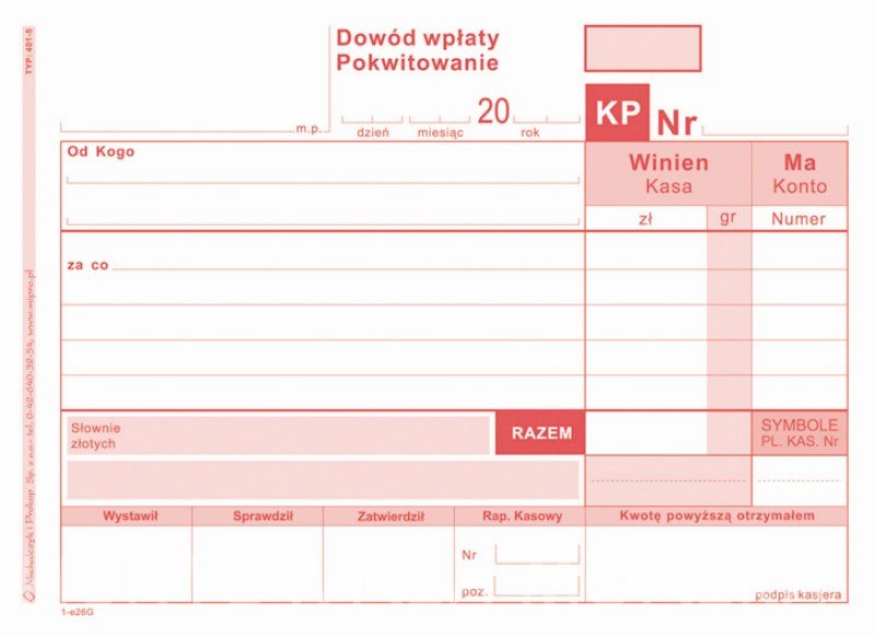 DOWÓD WPŁATY - POKWITOWANIE/KP