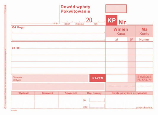 DOWÓD WPŁATY - POKWITOWANIE/KP