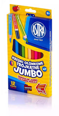 Kredki ołówkowe trójkątne Jumbo, 12 kolorów + temperówka