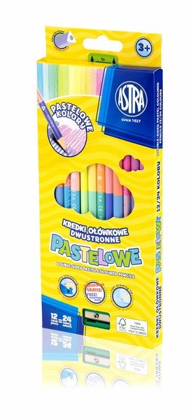 ASTRA KREDKI OŁÓWKOWE DWUSTRONNEPASTELOWE 12=24