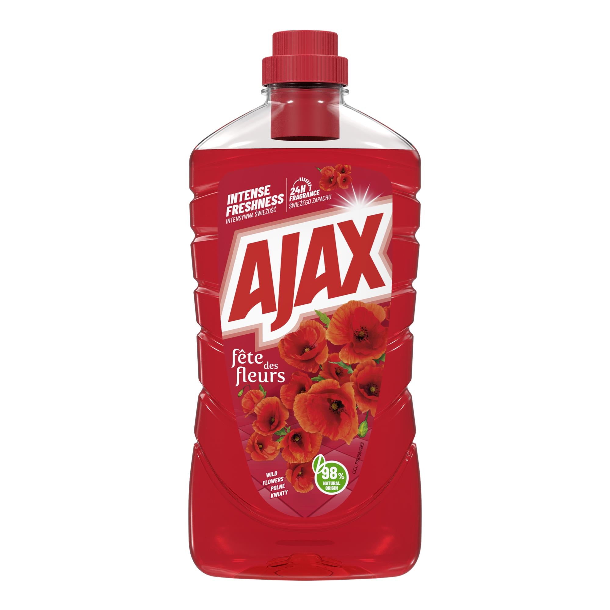 AJAX PŁYN DO MYCIA UNIWERSALNY 1L FLORAL FIESTA CZERWONY POLNE KWIATY