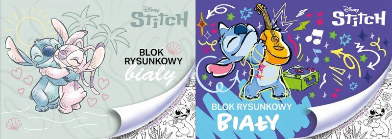 BLOK RYSUNKOWY BIALY A4 20 Kartek z pierwsza strona do kolorowania STITCH