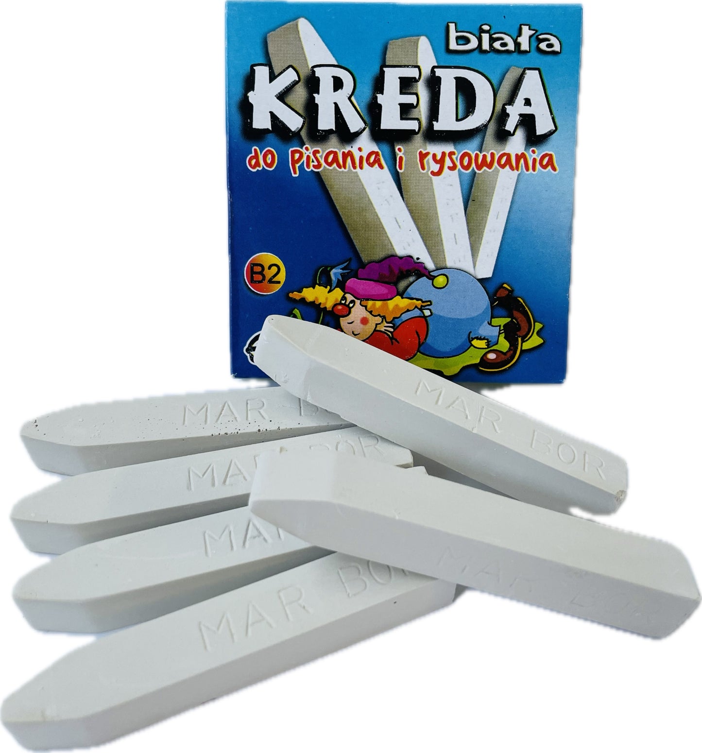 Kreda kwadratowa biała B2 6 sztuk niepyląca Mar-Bor