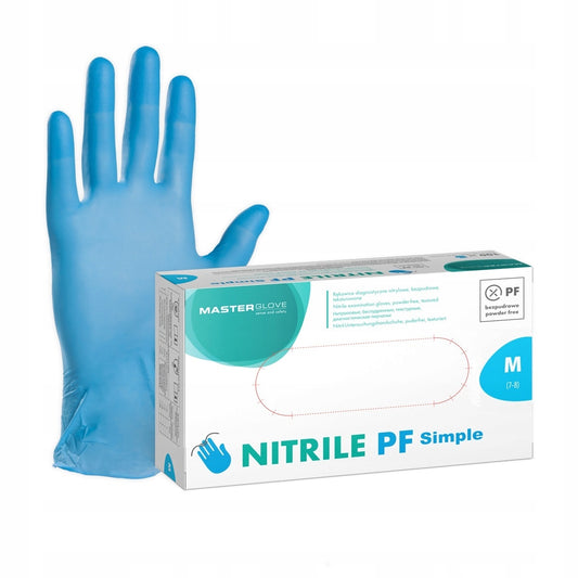 Rękawiczki Nitrylowe NIEBIESKIE Master Glove Nitrile PF Simple M - 100 szt