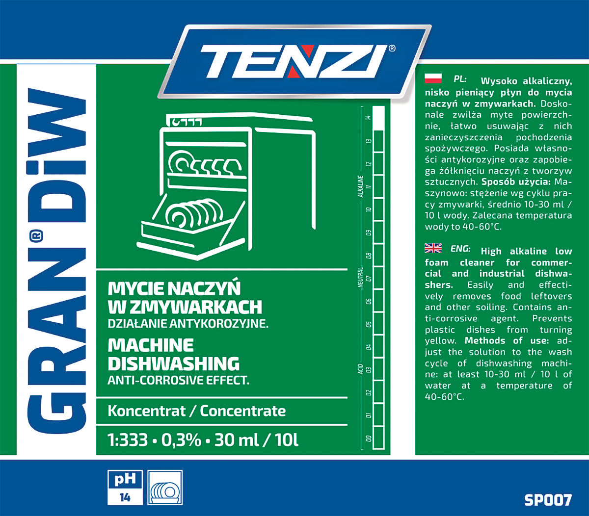 Płyn do mycia naczyń w zmywarkach TENZI, Gran Diw, 5l