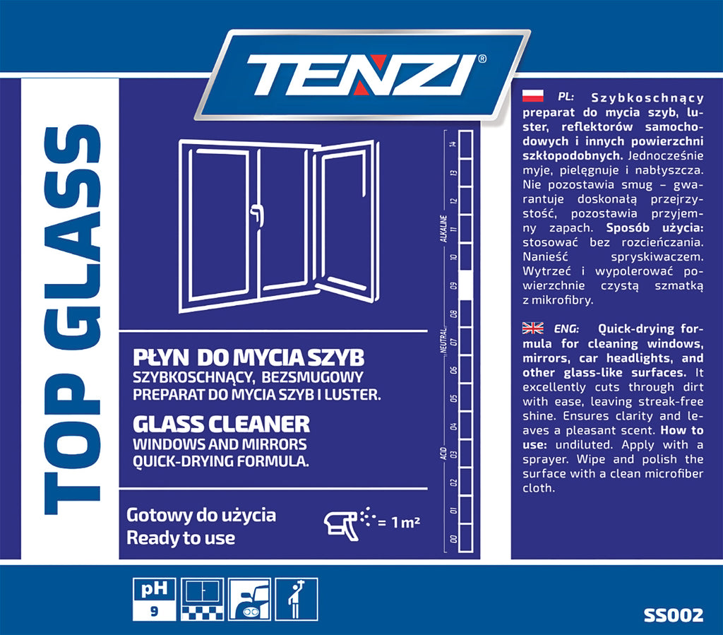 Płyn do mycia szyb i luster TENZI, Top Glass, 5l