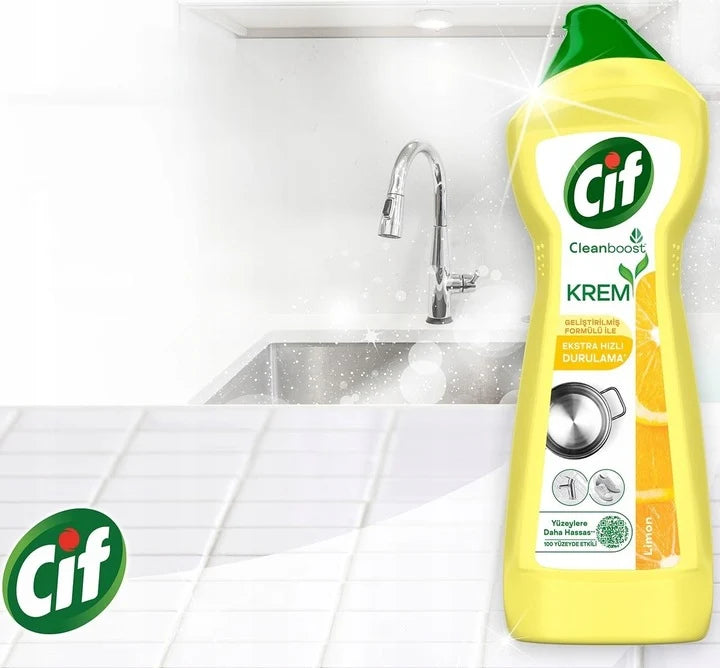 Mleczko do czyszczenia CIF Cleanboost uniwersalne - cytryna 500 ml