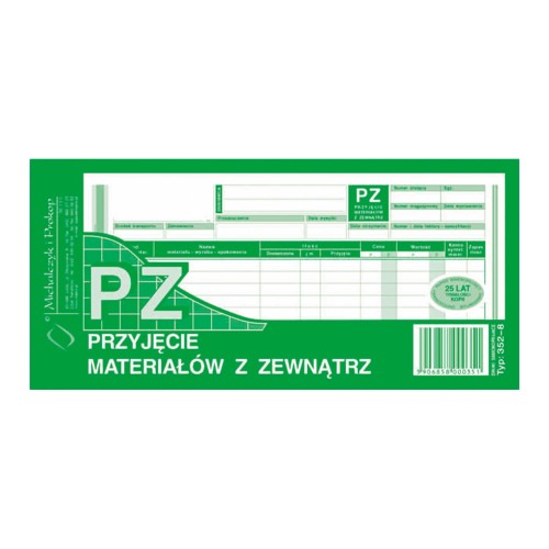 Michalczyk i Prokop Pz Przyjęcie Materiałów Z Zewnątrz 1/3 A4 352-8