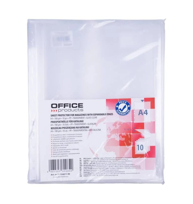 Koszulka A4 poszerzana 180 mic. Gruba krystaliczna Office Products
