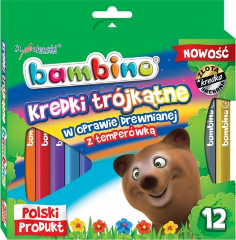 BAMBINO KREDKI TRÓJKĄTNE W OPR. DREWNIAN IANEJ 12 kol.+TEMP.
