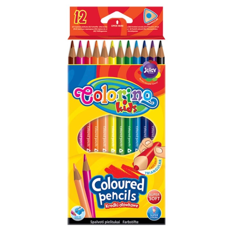 Kredki ołówkowe trójkątne 12 sztuk Colorino