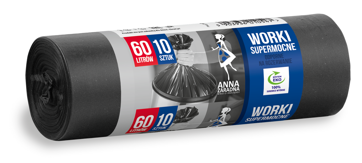 Worki na śmieci SUPERMOCNE 60L 10szt