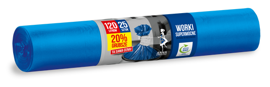 Worki na śmieci SUPERMOCNE 120L 25szt niebieskie