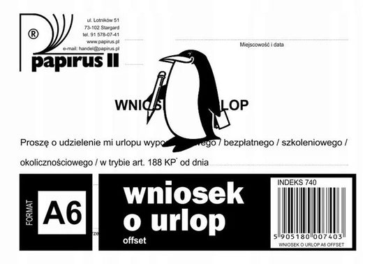DRUK WNIOSEK O URLOP A6