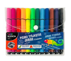 PISAKI TRÓJKĄTNE JUMBO 12 KOLORÓW KIDEA