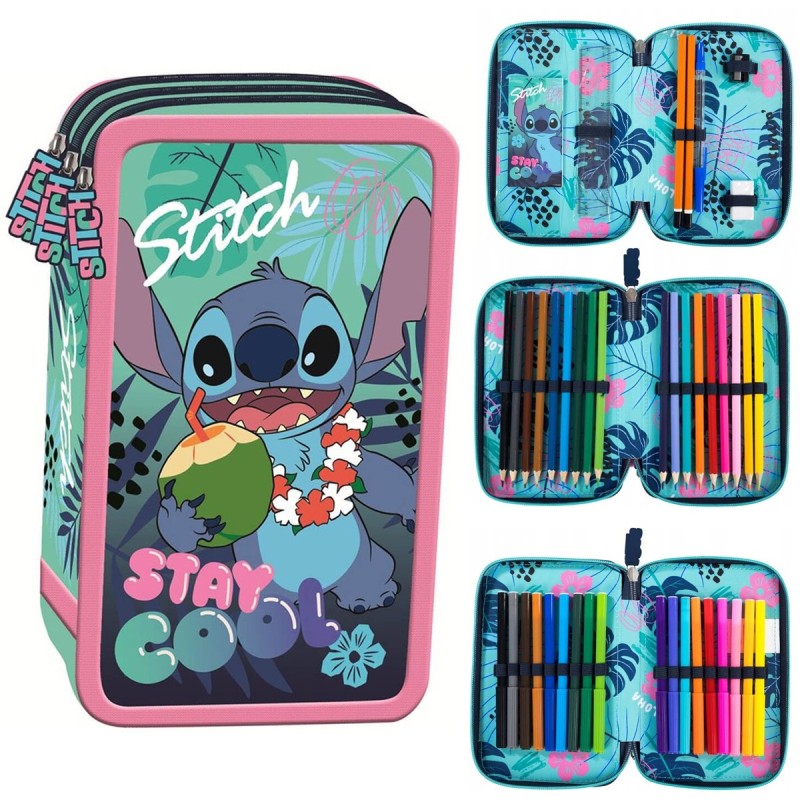 POTRÓJNY PIÓRNIK Z WYPOSAŻENIEM ST.MAJEWSKI STITCH STAY COOL