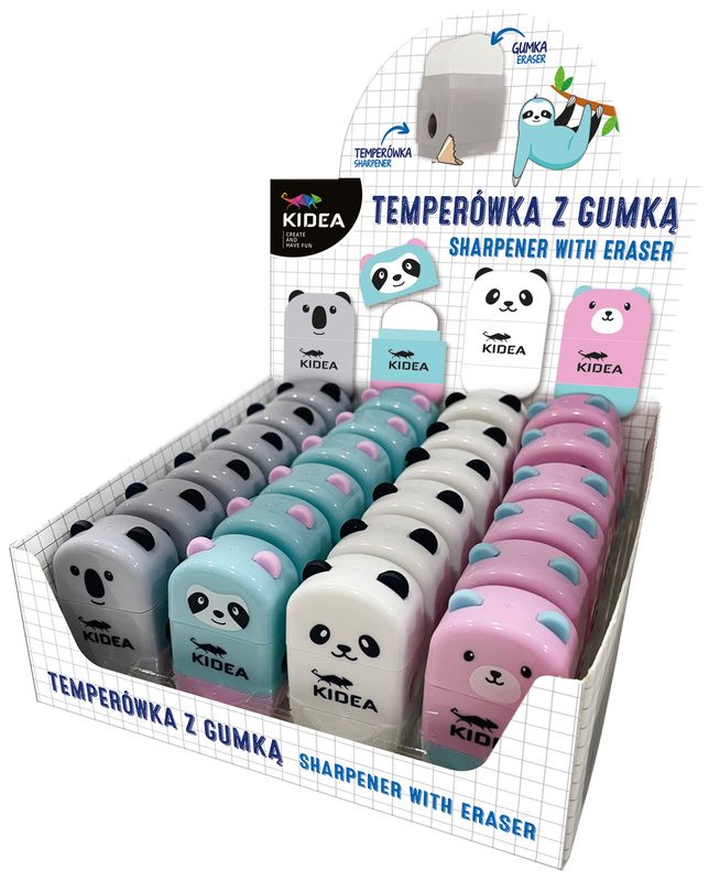 Temperówka z gumką Misie