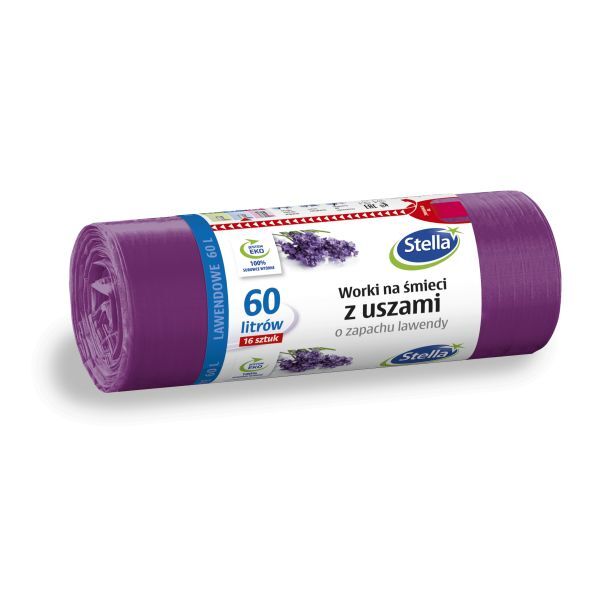 Stella Worki na śmieci z uszami - zapach LAWENDY 60L 16szt
