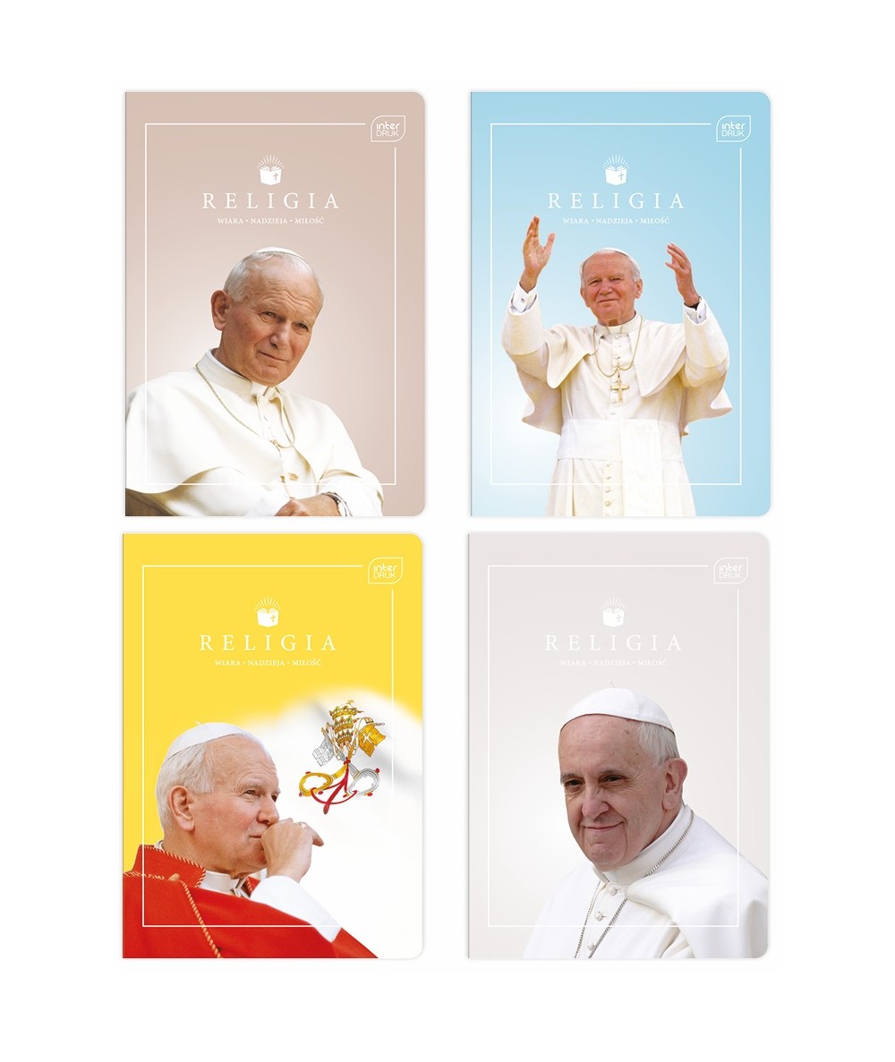 Zeszyt do RELIGII A5 60k w kratkę PAPIEŻ JAN PAWEŁ II / FRANCISZEK INTERDRUK MIX
